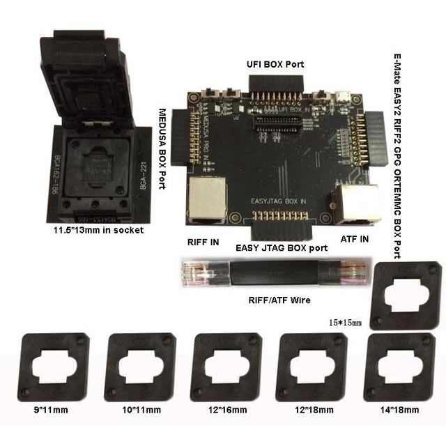 eMMC153-169eMCP162-eMCP221-529多接口六合一数据恢复字库读写座