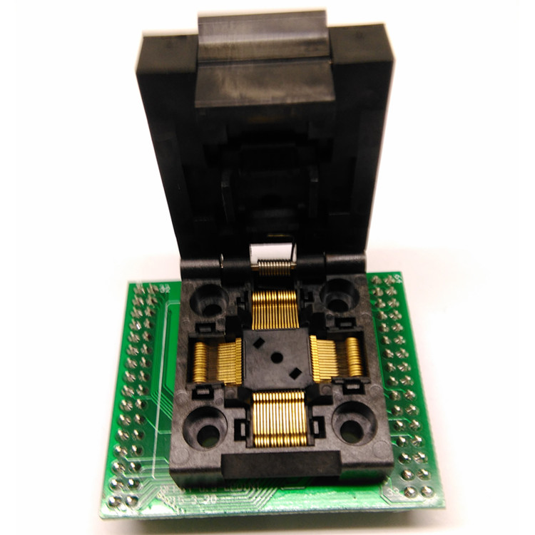 QFP64测试座STM32_TQFP64-0.5_LQFP64烧录座0.5mm编程转换插座