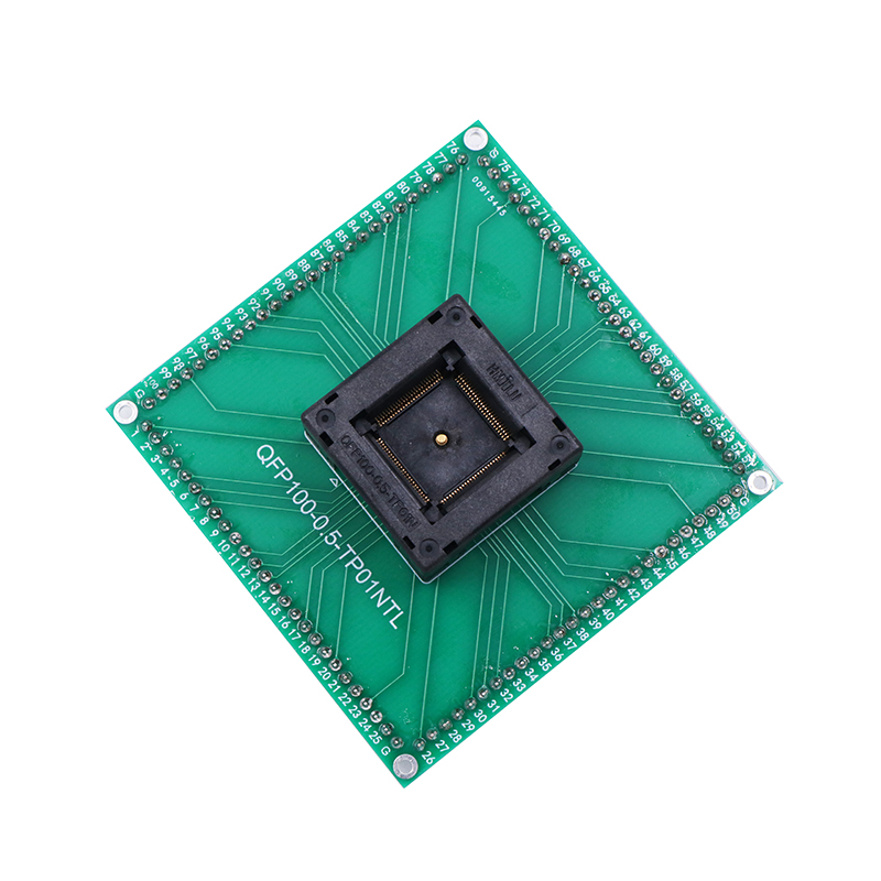 QFP100pin-0.5mm芯片加接地测试座-QFP芯片测试socket